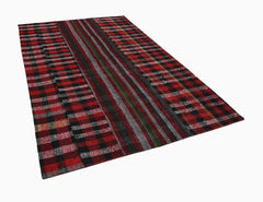 Kırk Yama Kırmızı Patchwork Pamuk Yün El Dokuma Halısı 190x300 Agacan