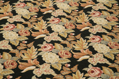 Needlepoint Floral Bej Çiçekli Pamuk Yün El Dokuma Halısı 245x304 Agacan