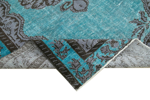 Oyma Vintage Turkuaz Eskitme Pamuk Yün El Dokuma Halısı 180x275 Agacan