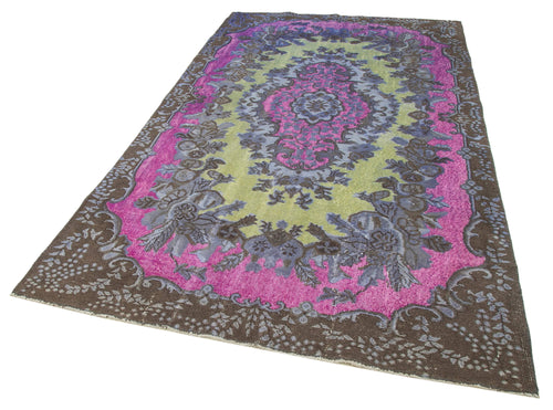 Oyma Vintage Mor Eskitme Pamuk Yün El Dokuma Halısı 171x291 Agacan