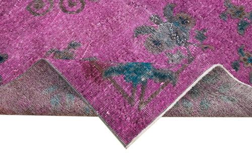 Oyma Vintage Mor Eskitme Pamuk Yün El Dokuma Halısı 185x292 Agacan