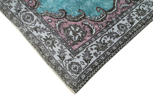 Oyma Vintage Mavi Eskitme Pamuk Yün El Dokuma Halısı 152x252 Agacan