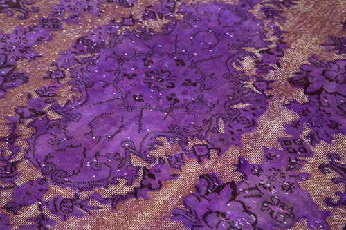 Oyma Vintage Mor Eskitme Pamuk Yün El Dokuma Halısı 174x294 Agacan