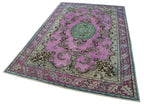 Oyma Vintage Pembe Eskitme Pamuk Yün El Dokuma Halısı 175x278 Agacan