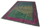 Oyma Vintage Fuşya Eskitme Pamuk Yün El Dokuma Halısı 205x303 Agacan