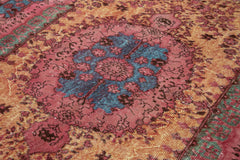 Oyma Vintage Pembe Eskitme Pamuk Yün El Dokuma Halısı 192x311 Agacan