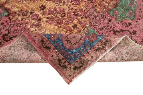 Oyma Vintage Pembe Eskitme Pamuk Yün El Dokuma Halısı 192x311 Agacan