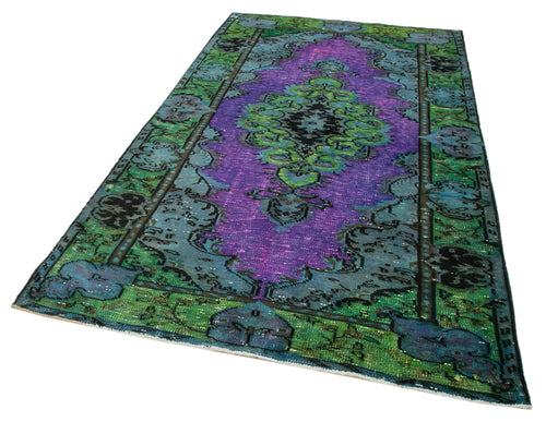 Oyma Vintage Mor Eskitme Pamuk Yün El Dokuma Halısı 157x275 Agacan