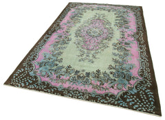 Oyma Vintage Yeşil Eskitme Pamuk Yün El Dokuma Halısı 175x277 Agacan