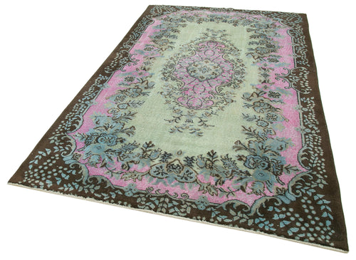 Oyma Vintage Yeşil Eskitme Pamuk Yün El Dokuma Halısı 175x277 Agacan