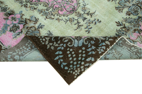 Oyma Vintage Yeşil Eskitme Pamuk Yün El Dokuma Halısı 175x277 Agacan