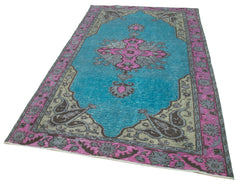 Oyma Vintage Fuşya Eskitme Pamuk Yün El Dokuma Halısı 152x265 Agacan
