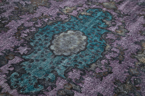 Oyma Vintage Mor Eskitme Pamuk Yün El Dokuma Halısı 172x270 Agacan