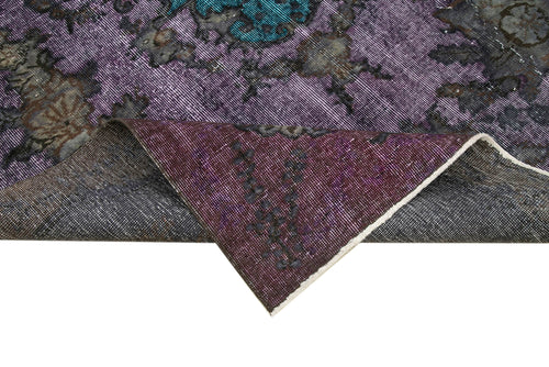 Oyma Vintage Mor Eskitme Pamuk Yün El Dokuma Halısı 172x270 Agacan