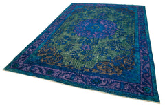Oyma Vintage Yeşil Eskitme Pamuk Yün El Dokuma Halısı 218x322 Agacan