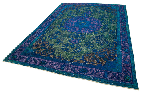 Oyma Vintage Yeşil Eskitme Pamuk Yün El Dokuma Halısı 218x322 Agacan