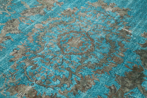 Oyma Vintage Turkuaz Eskitme Pamuk Yün El Dokuma Halısı 189x302 Agacan
