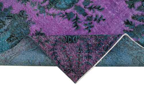 Oyma Vintage Mavi Eskitme Pamuk Yün El Dokuma Halısı 174x275 Agacan
