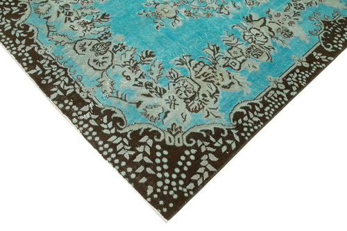 Oyma Vintage Turkuaz Eskitme Pamuk Yün El Dokuma Halısı 170x285 Agacan