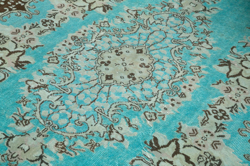 Oyma Vintage Turkuaz Eskitme Pamuk Yün El Dokuma Halısı 170x285 Agacan