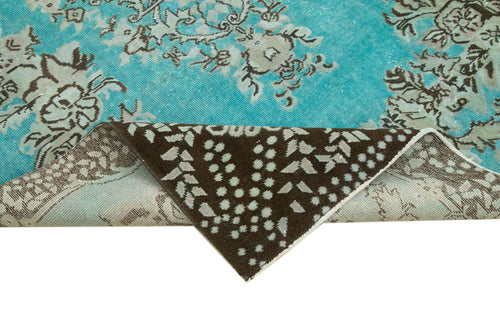 Oyma Vintage Turkuaz Eskitme Pamuk Yün El Dokuma Halısı 170x285 Agacan