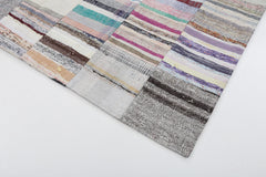 Kırk Yama Bej Patchwork Pamuk Yün El Dokuma Halısı 202x299 Agacan