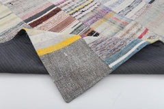Kırk Yama Bej Patchwork Pamuk Yün El Dokuma Halısı 202x299 Agacan
