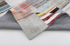 Kırk Yama Bej Patchwork Pamuk Yün El Dokuma Halısı 248x338 Agacan
