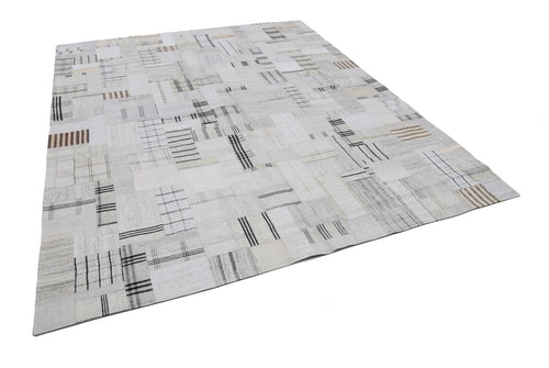 Kırk Yama Bej Patchwork Pamuk Yün El Dokuma Halısı 253x305 Agacan