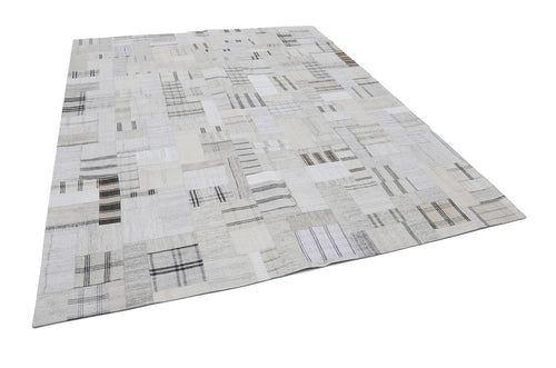 Kırk Yama Bej Patchwork Pamuk Yün El Dokuma Halısı 251x305 Agacan