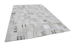 Kırk Yama Bej Patchwork Pamuk Yün El Dokuma Halısı 264x363 Agacan