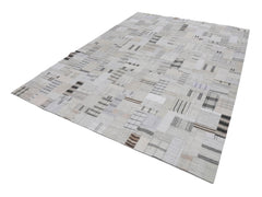 Kırk Yama Bej Patchwork Pamuk Yün El Dokuma Halısı 298x401 Agacan