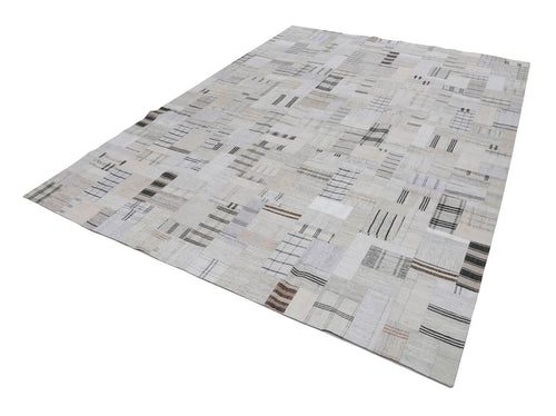 Kırk Yama Bej Patchwork Pamuk Yün El Dokuma Halısı 298x401 Agacan