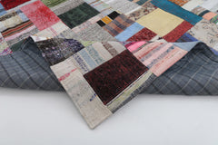 Kırk Yama Gri Patchwork Pamuk Yün El Dokuma Halısı 299x404 Agacan