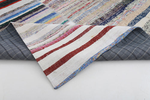 Kırk Yama Bej Patchwork Pamuk Yün El Dokuma Halısı 296x402 Agacan