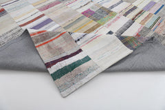 Kırk Yama Bej Patchwork Pamuk Yün El Dokuma Halısı 302x399 Agacan