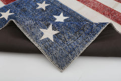Flag Patchwork Kırmızı Figürlü Pamuk Yün El Dokuma Halısı 203x300 Agacan
