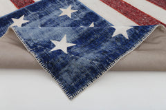 Flag Patchwork Kırmızı Figürlü Pamuk Yün El Dokuma Halısı 203x300 Agacan
