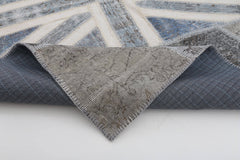 Flag Patchwork Gri Figürlü Pamuk Yün El Dokuma Halısı 201x303 Agacan
