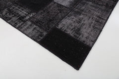Flag Patchwork Siyah Figürlü Pamuk Yün El Dokuma Halısı 199x306 Agacan