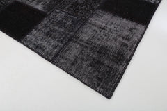 Flag Patchwork Siyah Figürlü Pamuk Yün El Dokuma Halısı 200x305 Agacan
