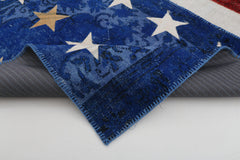 Flag Patchwork Kırmızı Figürlü Pamuk Yün El Dokuma Halısı 199x301 Agacan