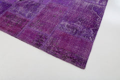 Flag Patchwork Mor Figürlü Pamuk Yün El Dokuma Halısı 201x303 Agacan