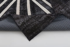 Flag Patchwork Siyah Figürlü Pamuk Yün El Dokuma Halısı 199x304 Agacan