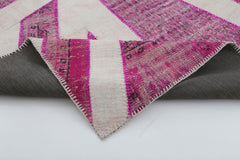 Flag Patchwork Pembe Figürlü Pamuk Yün El Dokuma Halısı 204x306 Agacan