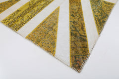 Flag Patchwork Sarı Figürlü Pamuk Yün El Dokuma Halısı 202x301 Agacan