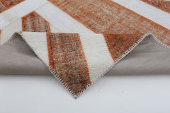 Flag Patchwork Turuncu Figürlü Pamuk Yün El Dokuma Halısı 202x302 Agacan