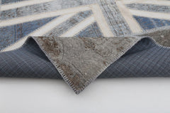 Flag Patchwork Gri Figürlü Pamuk Yün El Dokuma Halısı 200x301 Agacan