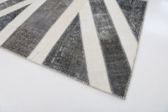 Flag Patchwork Gri Figürlü Pamuk Yün El Dokuma Halısı 200x302 Agacan