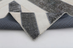 Flag Patchwork Gri Figürlü Pamuk Yün El Dokuma Halısı 200x302 Agacan